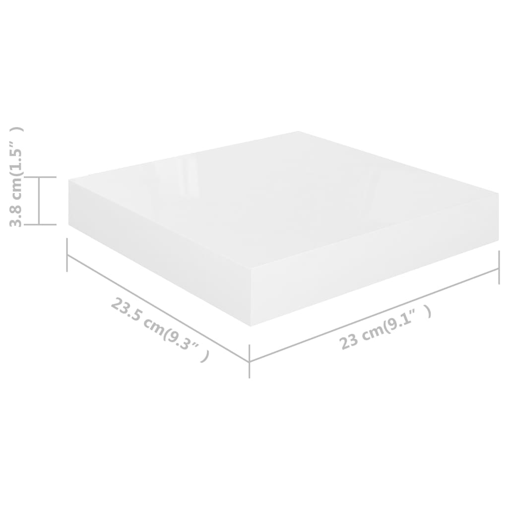 Étagère murale flottante 4 pcs Blanc brillant 23x23,5x3,8cm MDF