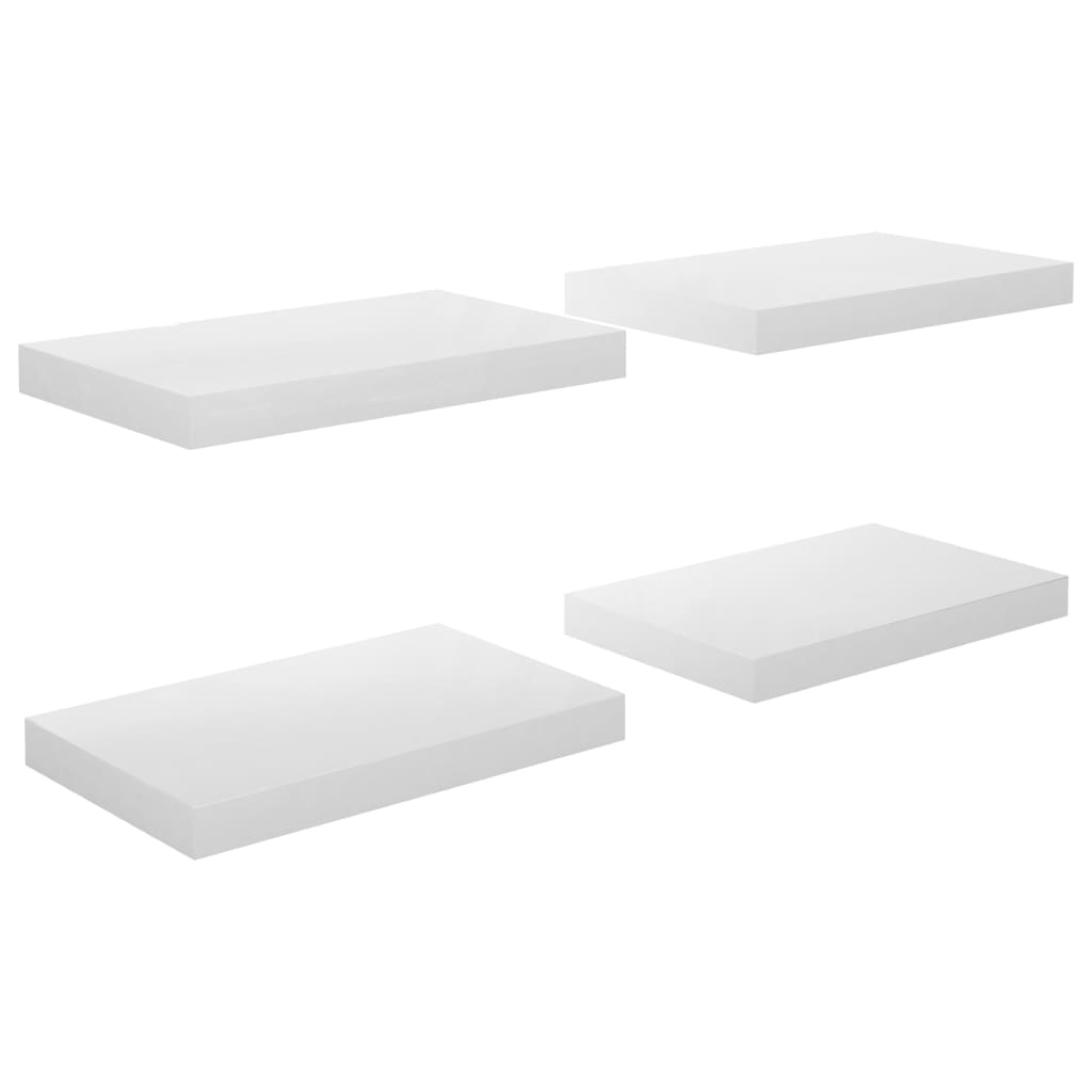 Étagère murale flottante 4 pcs Blanc brillant 40x23x3,8 cm MDF