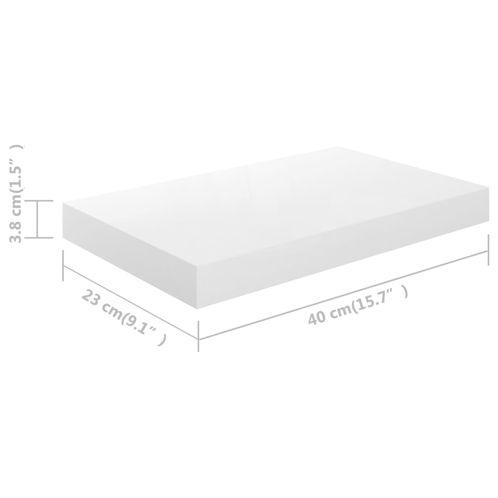 Étagère murale flottante 4 pcs Blanc brillant 40x23x3,8 cm MDF