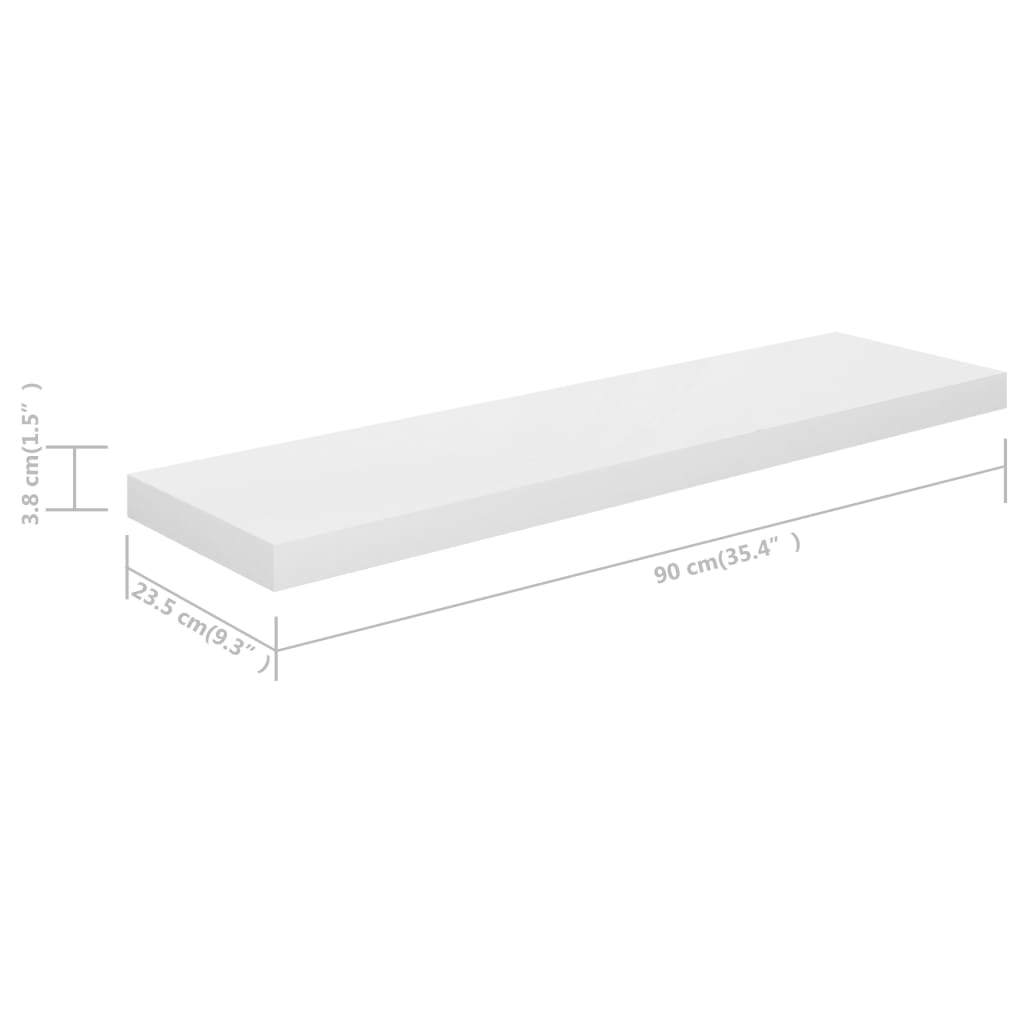 Étagère murale flottante Blanc brillant 90x23,5x3,8 cm MDF