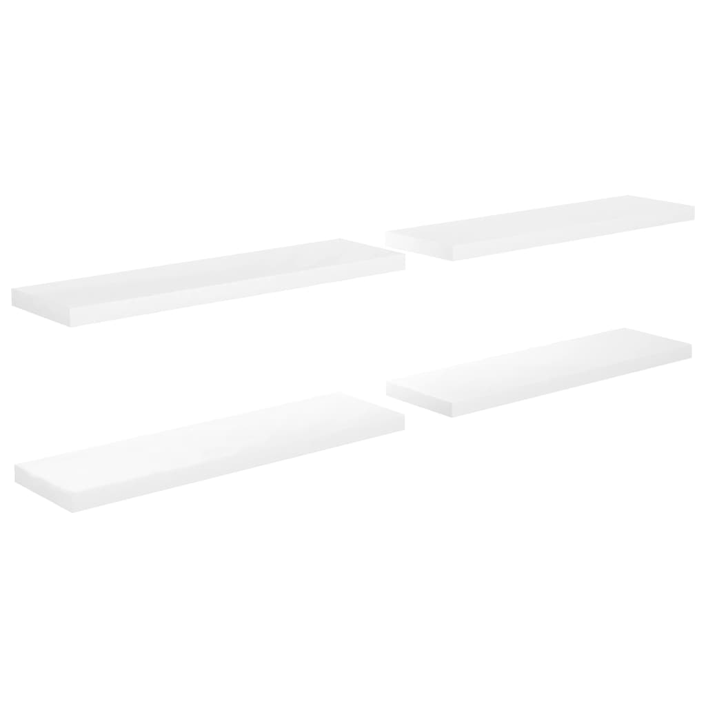 Étagère murale flottante 4 pcs Blanc brillant 90x23,5x3,8cm MDF