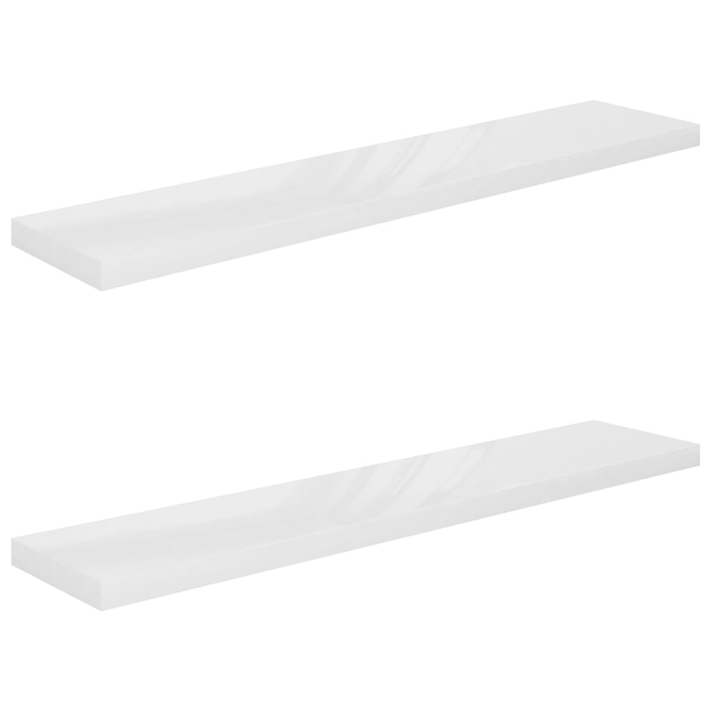 Étagère murale flottante 2pcs Blanc brillant 120x23,5x3,8cm MDF