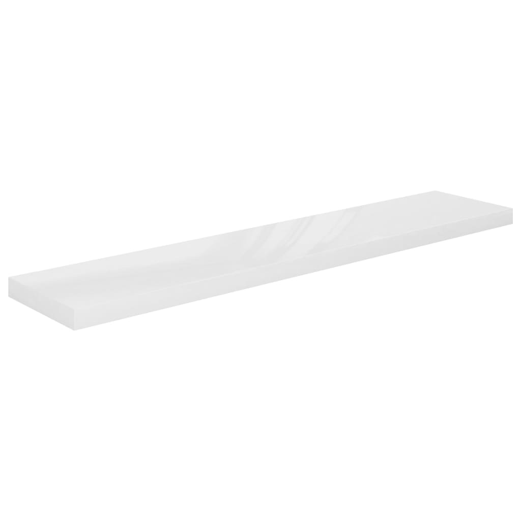 Étagère murale flottante 2pcs Blanc brillant 120x23,5x3,8cm MDF