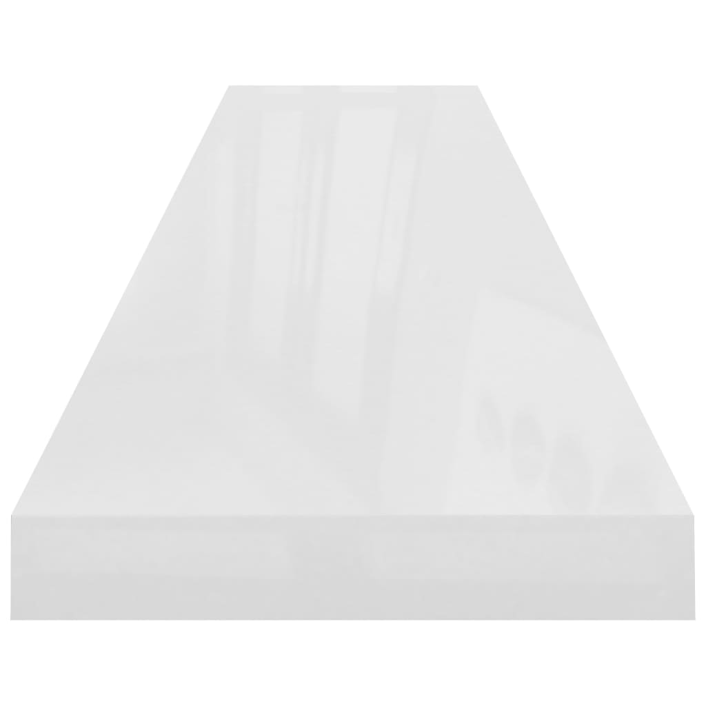 Étagère murale flottante 2pcs Blanc brillant 120x23,5x3,8cm MDF