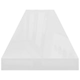 Étagère murale flottante 2pcs Blanc brillant 120x23,5x3,8cm MDF