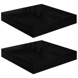 Étagère murale flottante 2 pcs Noir brillant 23x23,5x3,8 cm MDF