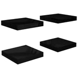 Étagère murale flottante 4 pcs Noir brillant 23x23,5x3,8 cm MDF