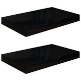 Étagère murale flottante 2 pcs Noir brillant 40x23x3,8 cm MDF