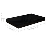 Étagère murale flottante 2 pcs Noir brillant 40x23x3,8 cm MDF