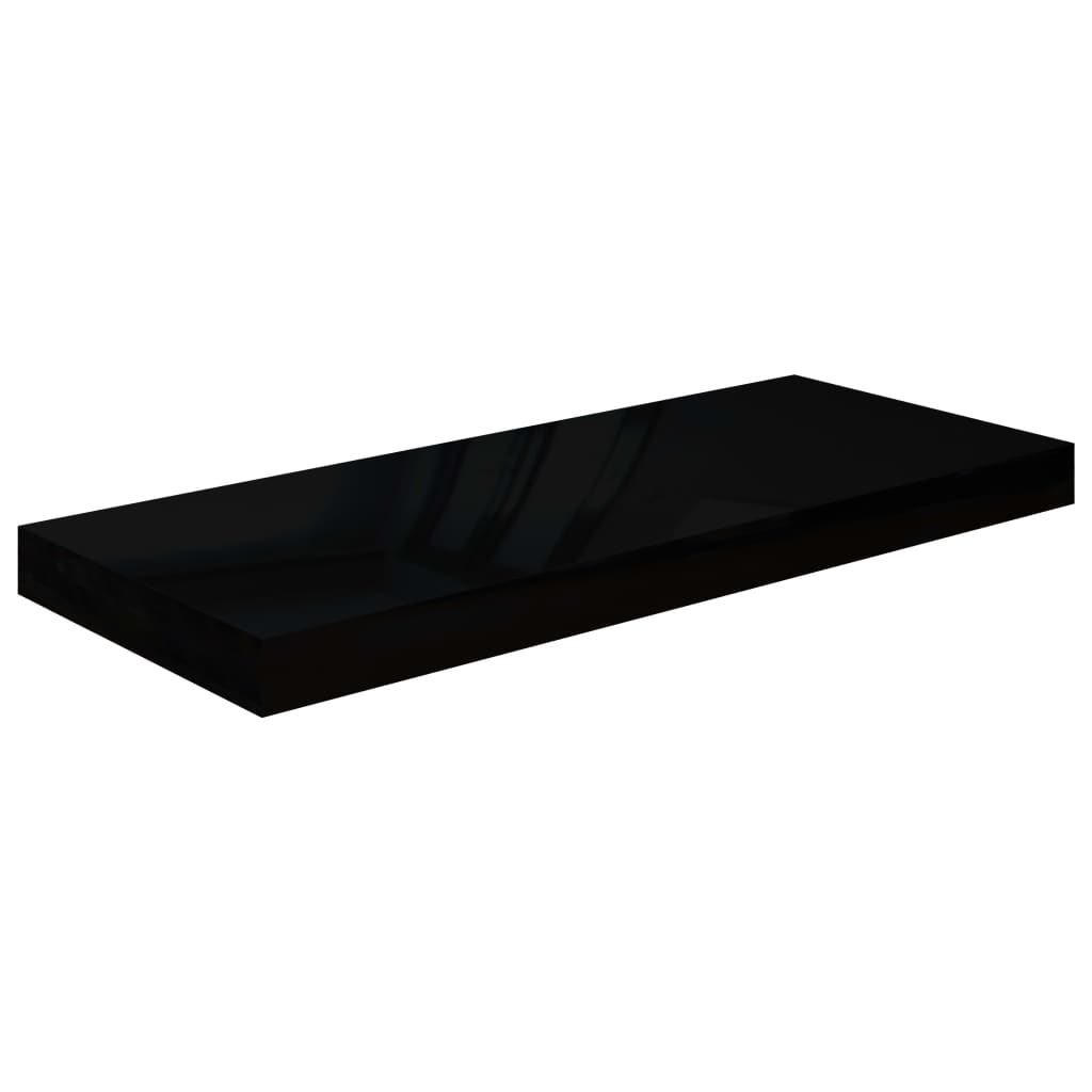 Étagère murale flottante 2 pcs Noir brillant 60x23,5x3,8 cm MDF