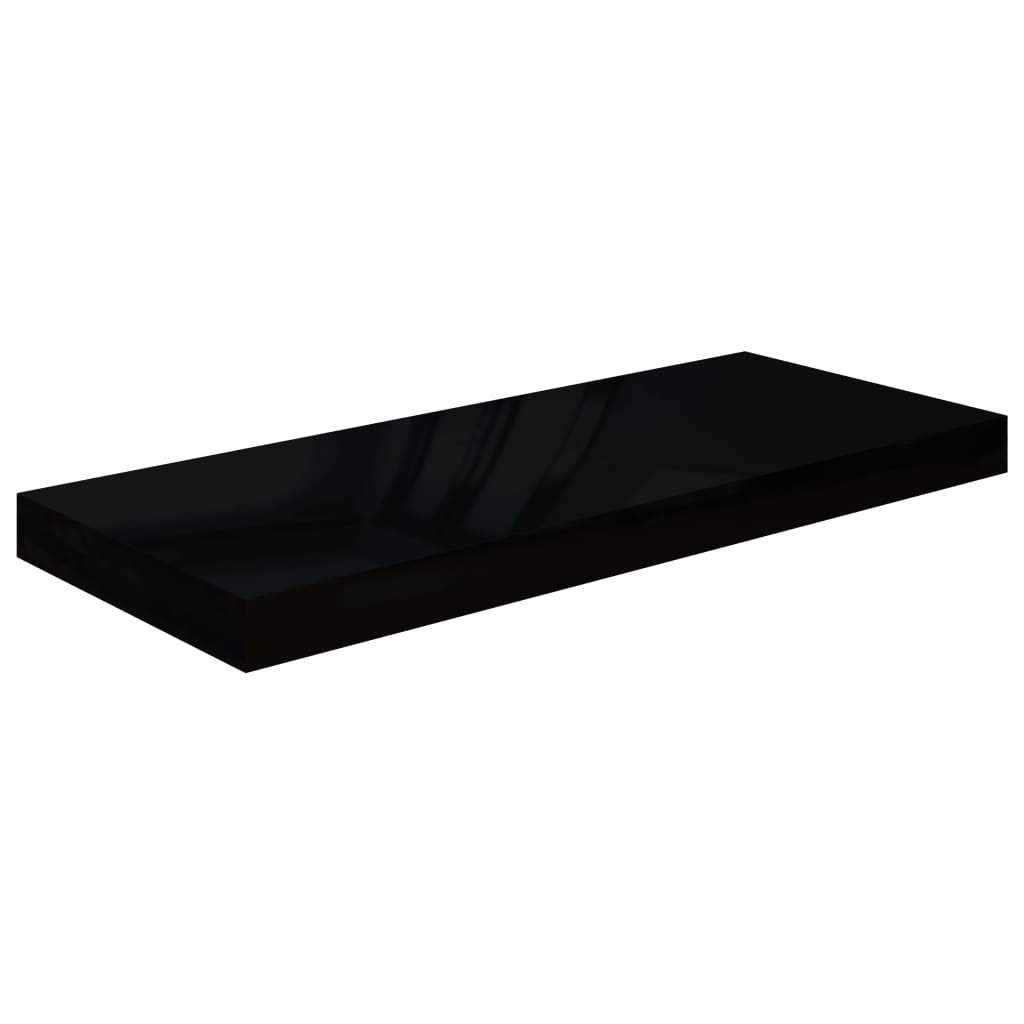 Étagère murale flottante 4 pcs Noir brillant 60x23,5x3,8 cm MDF