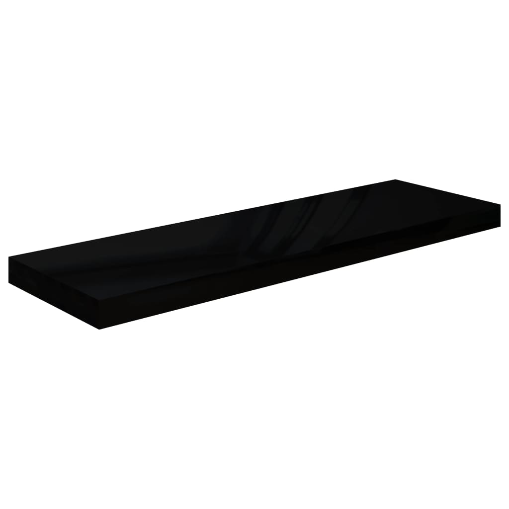 Étagère murale flottante Noir brillant 80x23,5x3,8 cm MDF