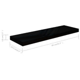 Étagère murale flottante Noir brillant 80x23,5x3,8 cm MDF