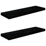 Étagère murale flottante 2 pcs Noir brillant 80x23,5x3,8 cm MDF