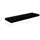 Étagère murale flottante 4 pcs Noir brillant 80x23,5x3,8 cm MDF