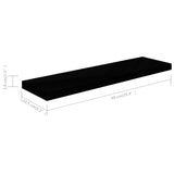 Étagère murale flottante Noir brillant 90x23,5x3,8 cm MDF