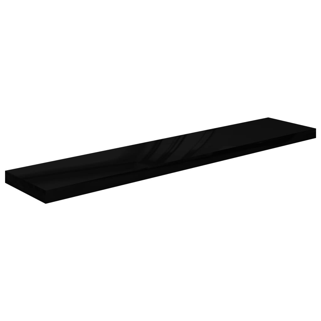 Étagère murale flottante 2 pcs Noir brillant 120x23,5x3,8cm MDF