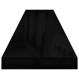 Étagère murale flottante 2 pcs Noir brillant 120x23,5x3,8cm MDF