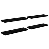 Étagère murale flottante 4 pcs Noir brillant 120x23,5x3,8cm MDF