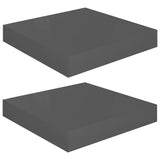 Étagère murale flottante 2 pcs Gris brillant 23x23,5x3,8 cm MDF