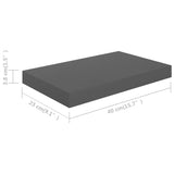 Étagère murale flottante Gris brillant 40x23x3,8 cm MDF