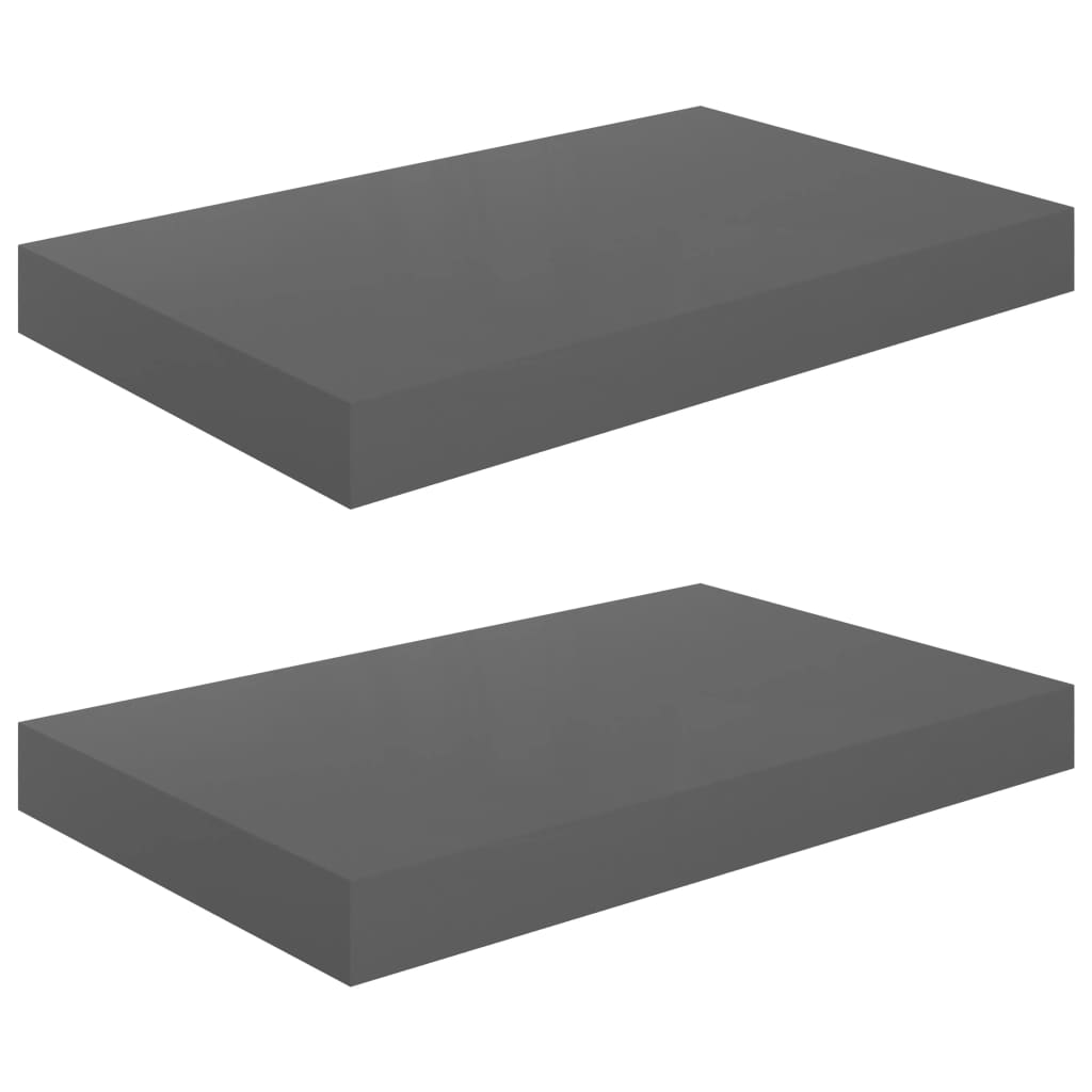 Étagère murale flottante 2 pcs Gris brillant 40x23x3,8 cm MDF