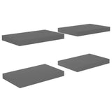 Étagère murale flottante 4 pcs Gris brillant 40x23x3,8 cm MDF