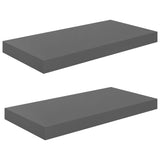 Étagère murale flottante 2 pcs Gris brillant 50x23x3,8 cm MDF