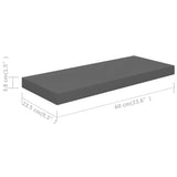 Étagère murale flottante Gris brillant 60x23,5x3,8 cm MDF