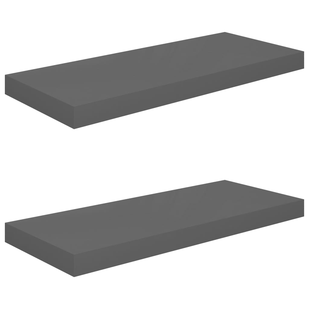 Étagère murale flottante 2 pcs Gris brillant 60x23,5x3,8 cm MDF