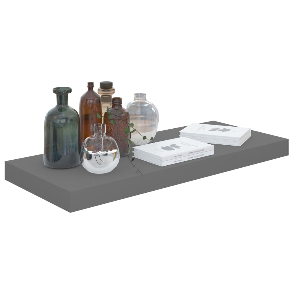 Étagère murale flottante 4 pcs Gris brillant 60x23,5x3,8 cm MDF