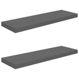 Étagère murale flottante 2 pcs Gris brillant 80x23,5x3,8 cm MDF