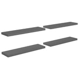 Étagère murale flottante 4 pcs Gris brillant 90x23,5x3,8 cm MDF