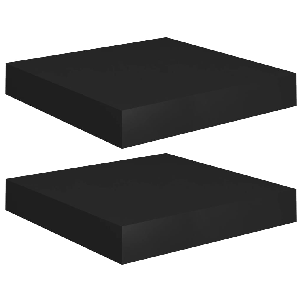 Étagères murales flottantes 2 pcs noir 23x23,5x3,8 cm MDF