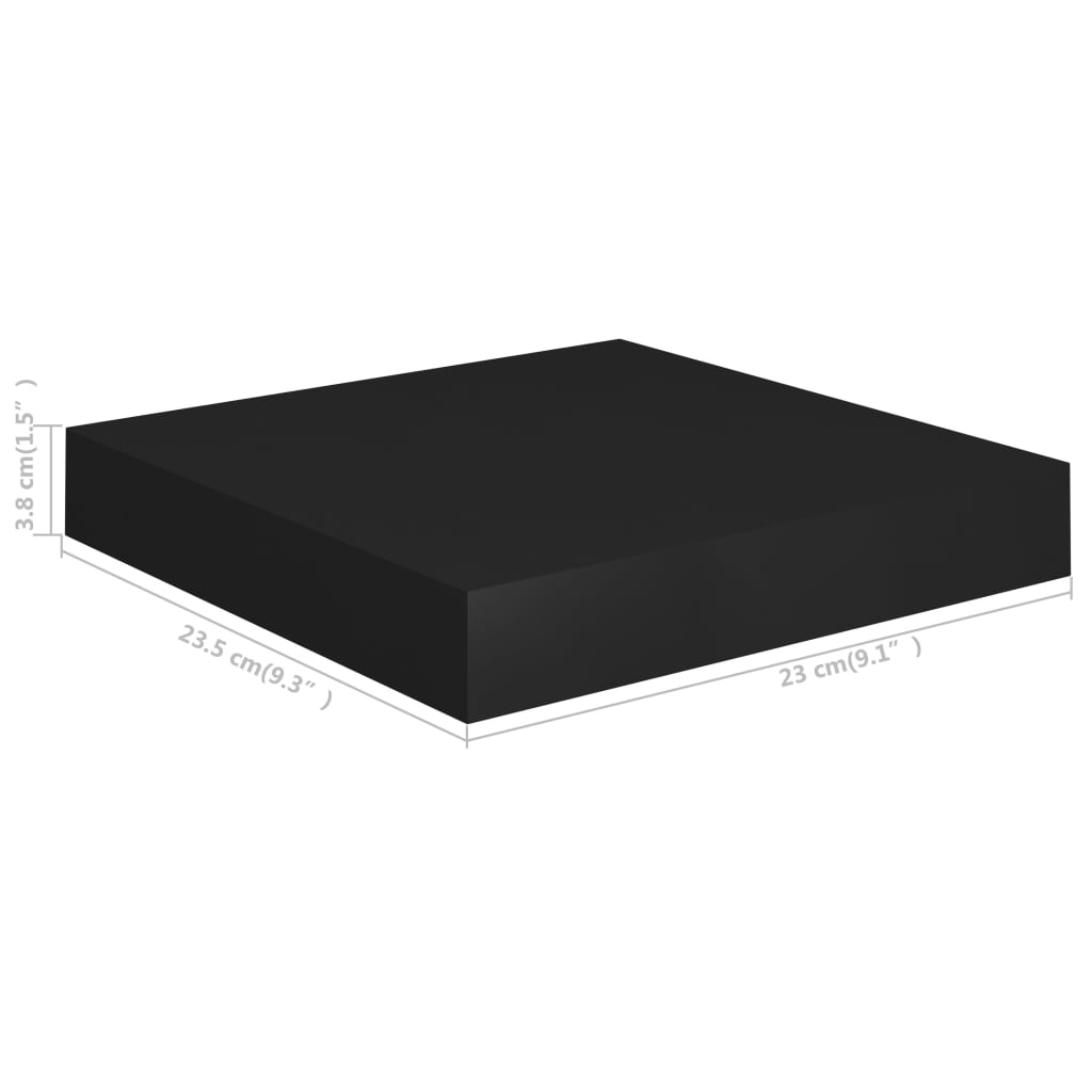 Étagères murales flottantes 2 pcs noir 23x23,5x3,8 cm MDF