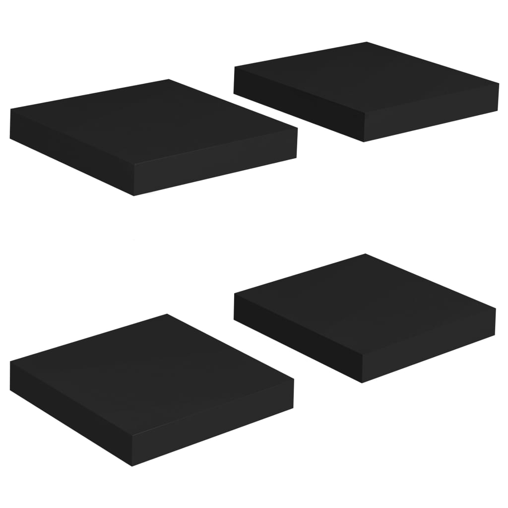 Étagères murales flottantes 4 pcs noir 23x23,5x3,8 cm MDF