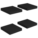 Étagères murales flottantes 4 pcs noir 23x23,5x3,8 cm MDF