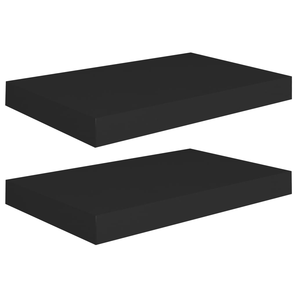 Étagères murales flottantes 2 pcs noir 40x23x3,8 cm MDF