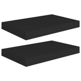 Étagères murales flottantes 2 pcs noir 40x23x3,8 cm MDF