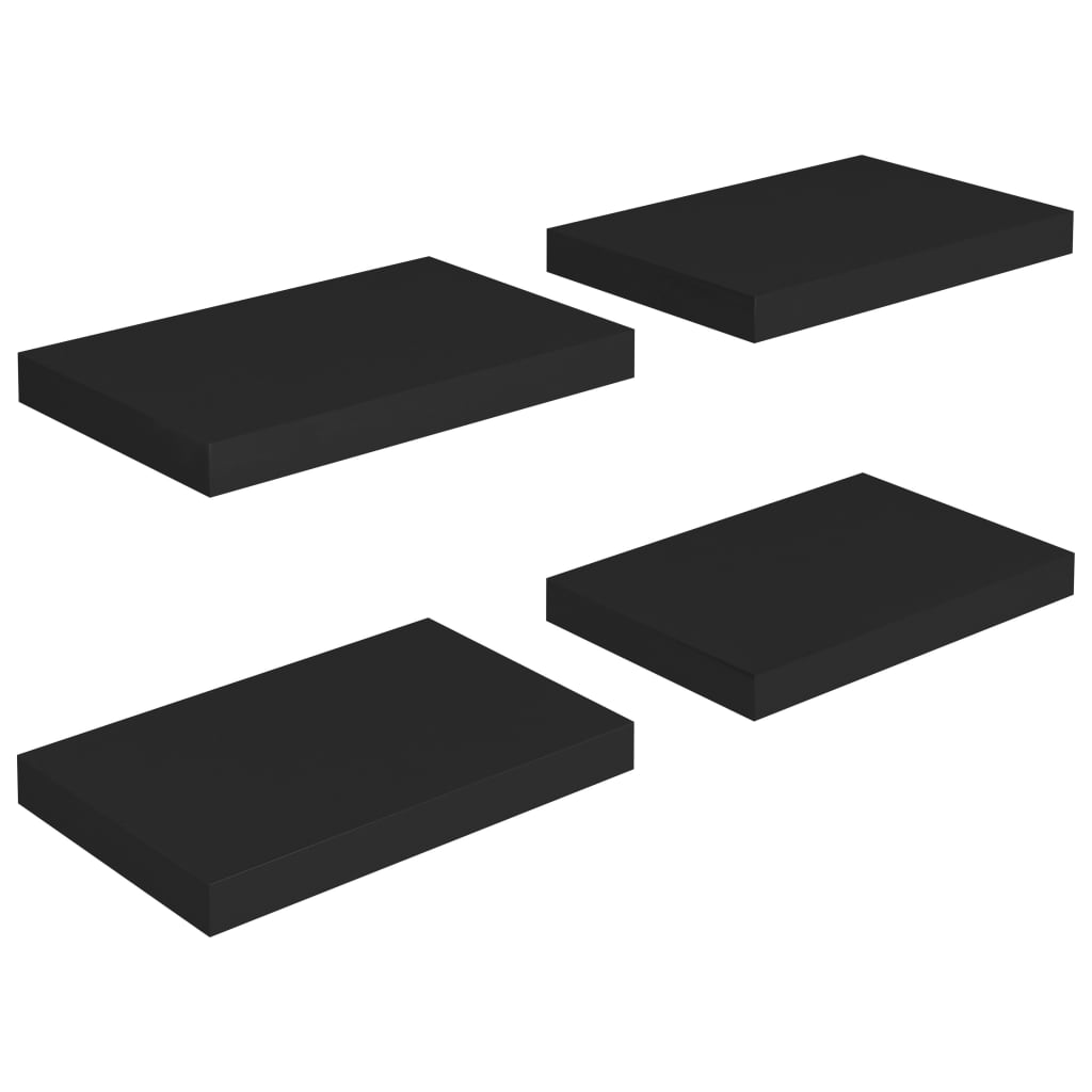 Étagères murales flottantes 4 pcs noir 40x23x3,8 cm MDF