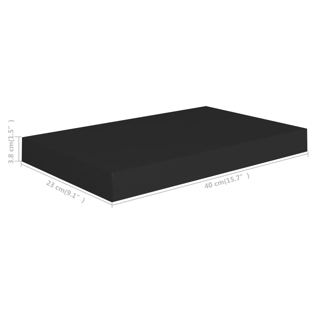 Étagères murales flottantes 4 pcs noir 40x23x3,8 cm MDF