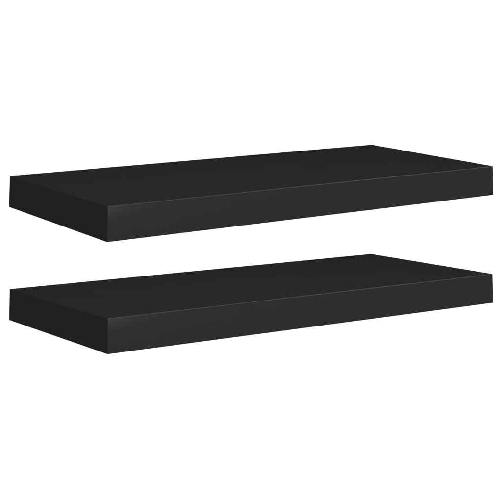 Étagères murales flottantes 2 pcs noir 60x23,5x3,8 cm MDF