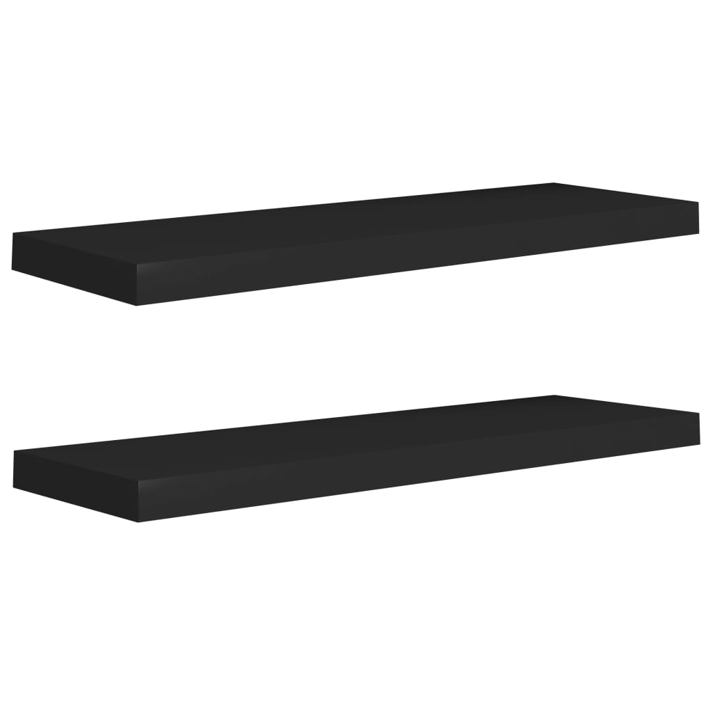 Étagères murales flottantes 2 pcs noir 80x23,5x3,8 cm MDF