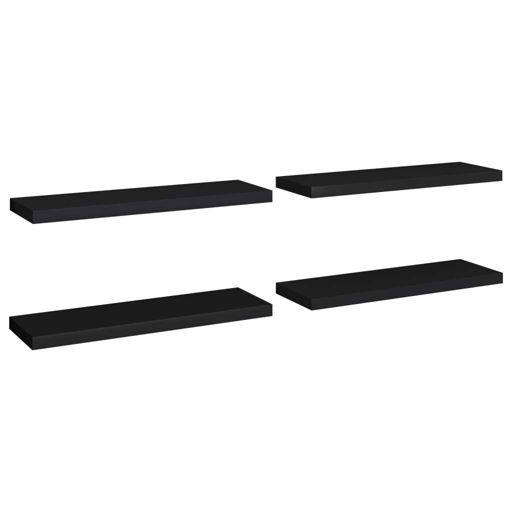 Étagères murales flottantes 4 pcs noir 80x23,5x3,8 cm MDF