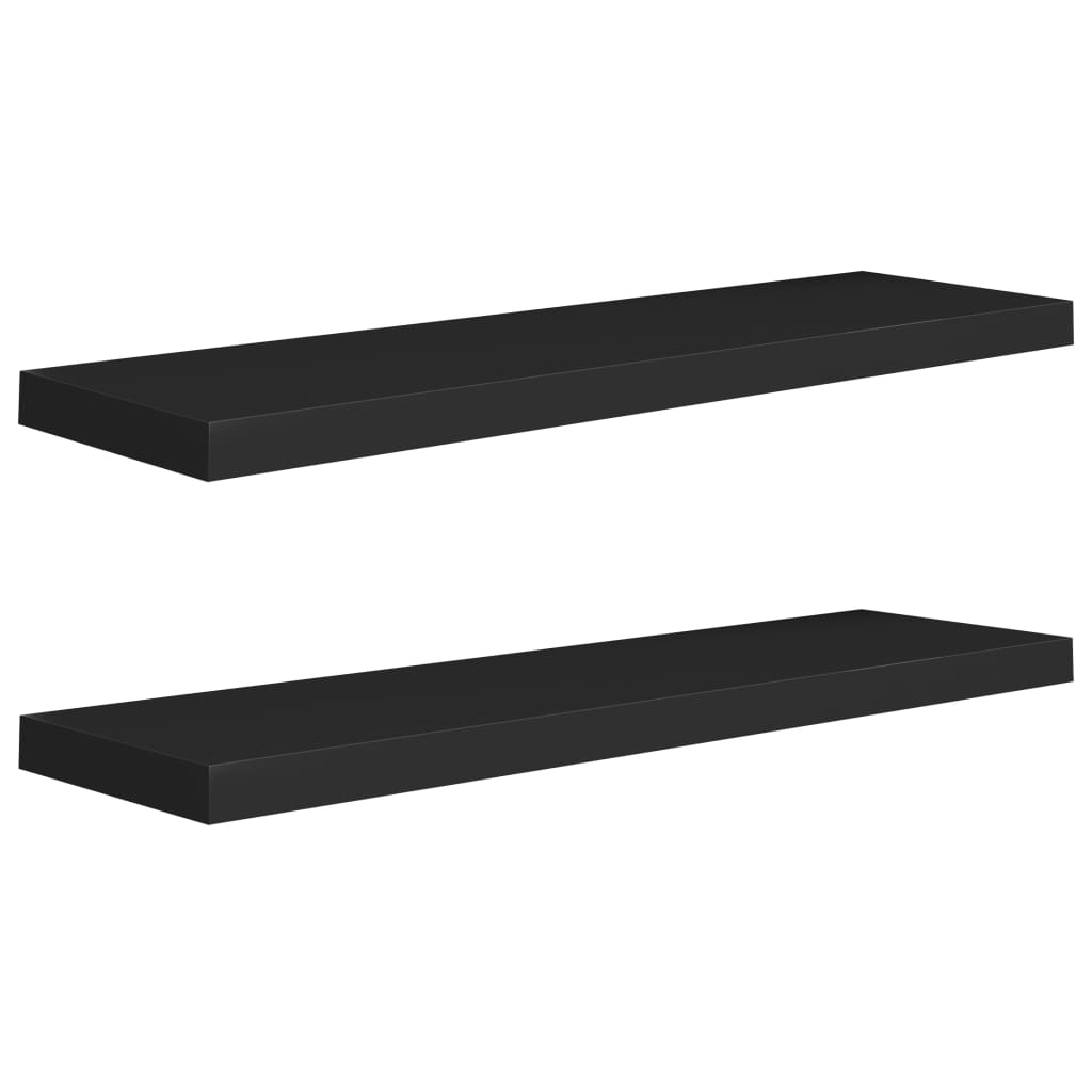 Étagères murales flottantes 2 pcs noir 90x23,5x3,8 cm MDF