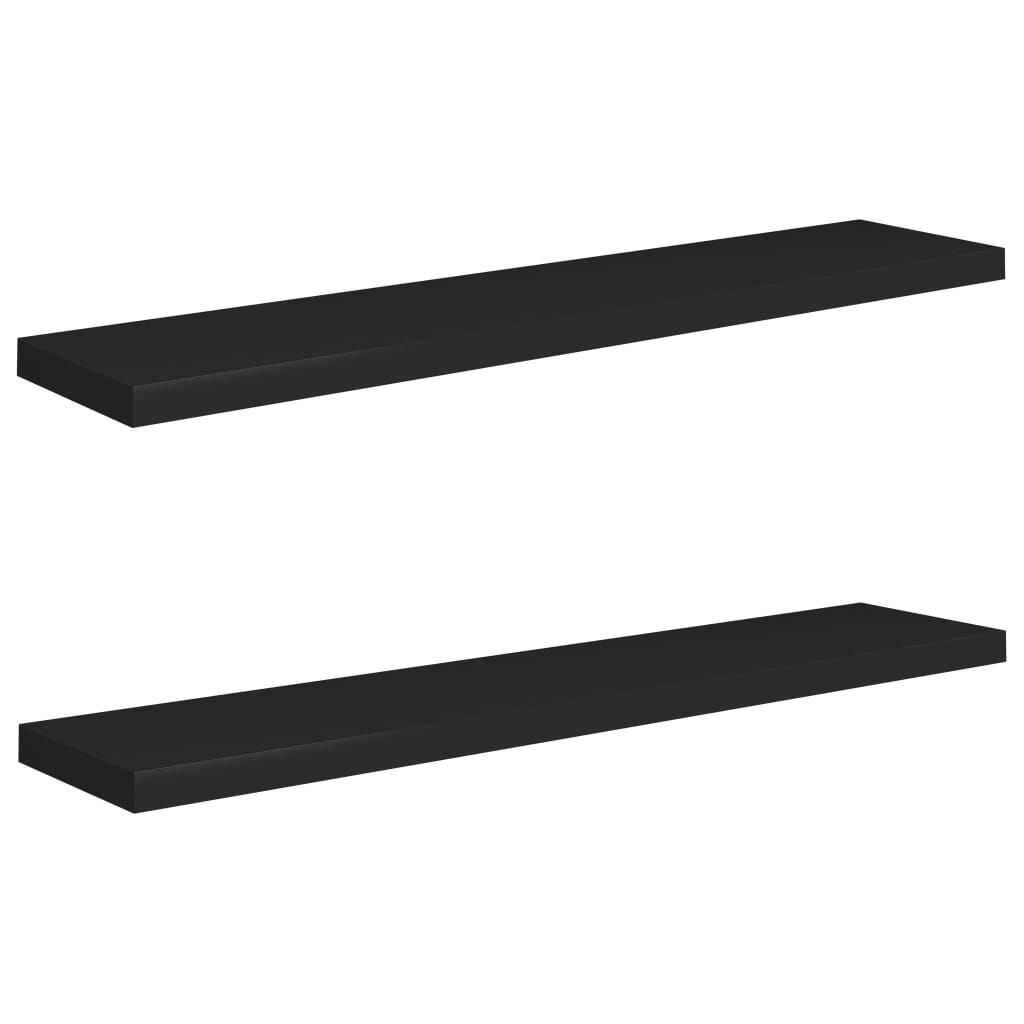 Étagères murales flottantes 2 pcs noir 120x23,5x3,8 cm MDF