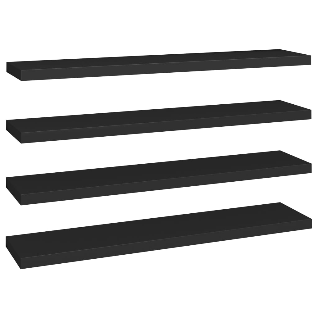 Étagères murales flottantes 4 pcs noir 120x23,5x3,8 cm MDF