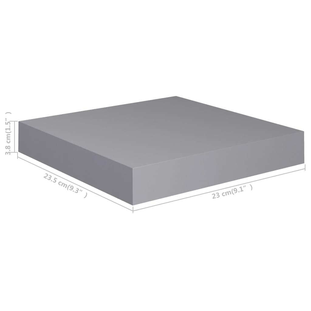 Étagères murales flottantes 2 pcs gris 23x23,5x3,8 cm MDF