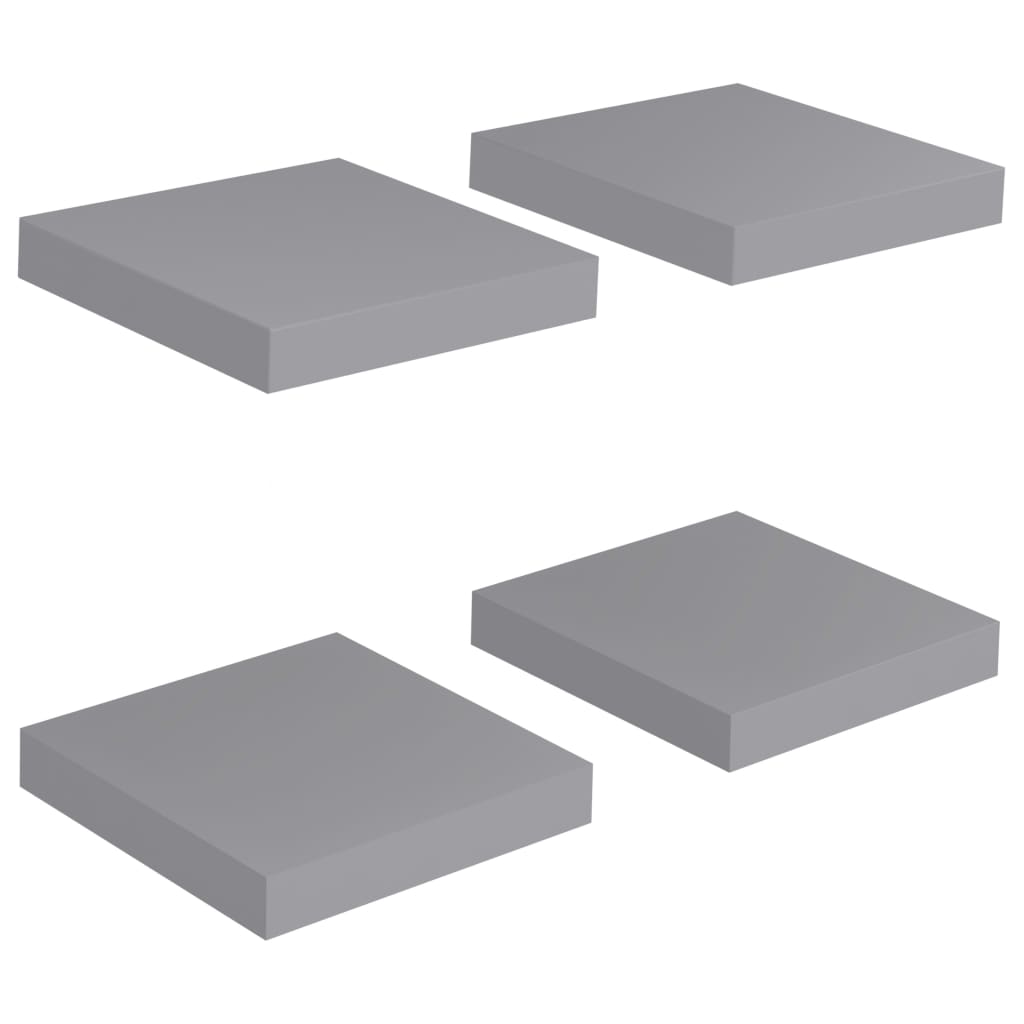 Étagères murales flottantes 4 pcs gris 23x23,5x3,8 cm MDF