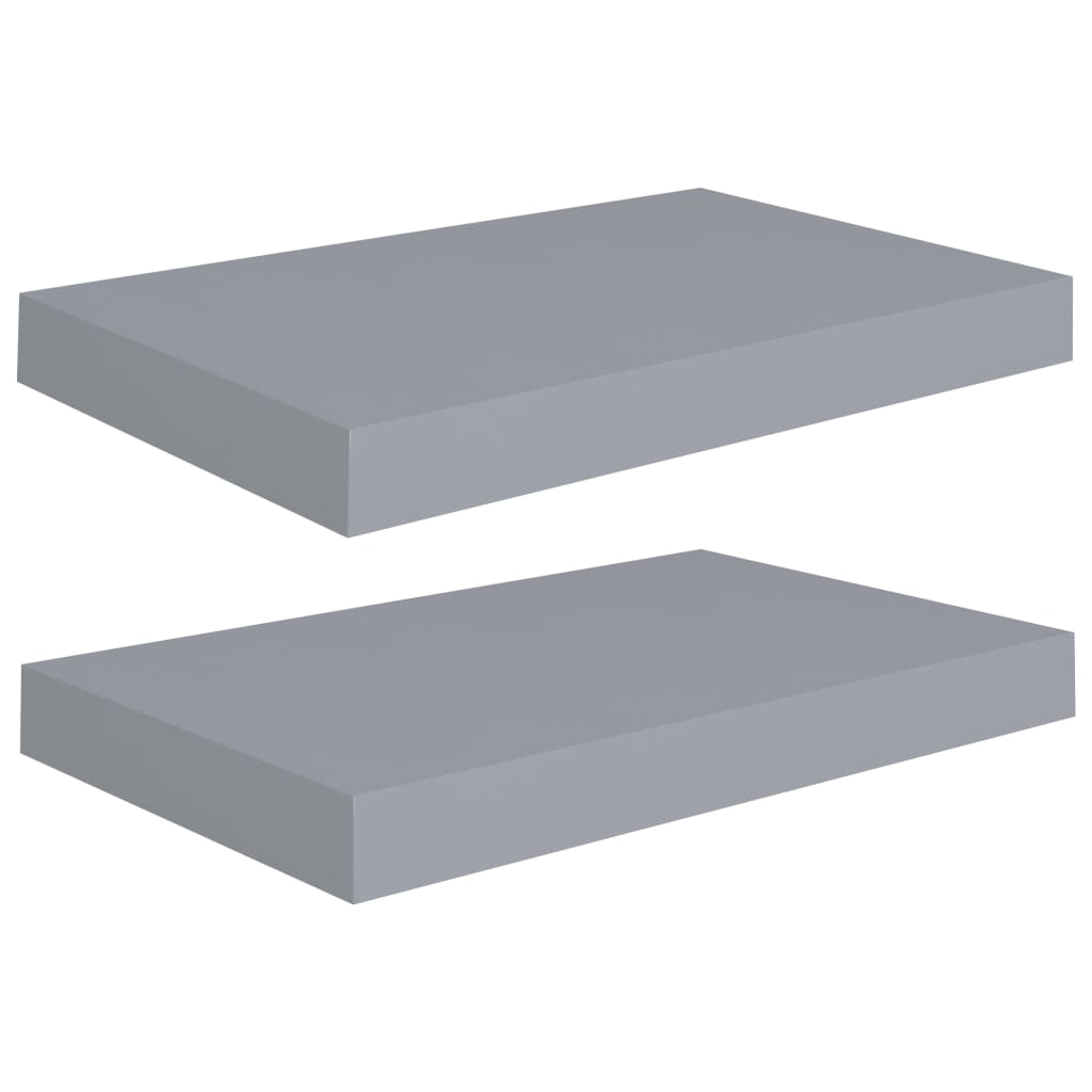 Étagères murales flottantes 2 pcs Gris 40x23x3,8 cm MDF